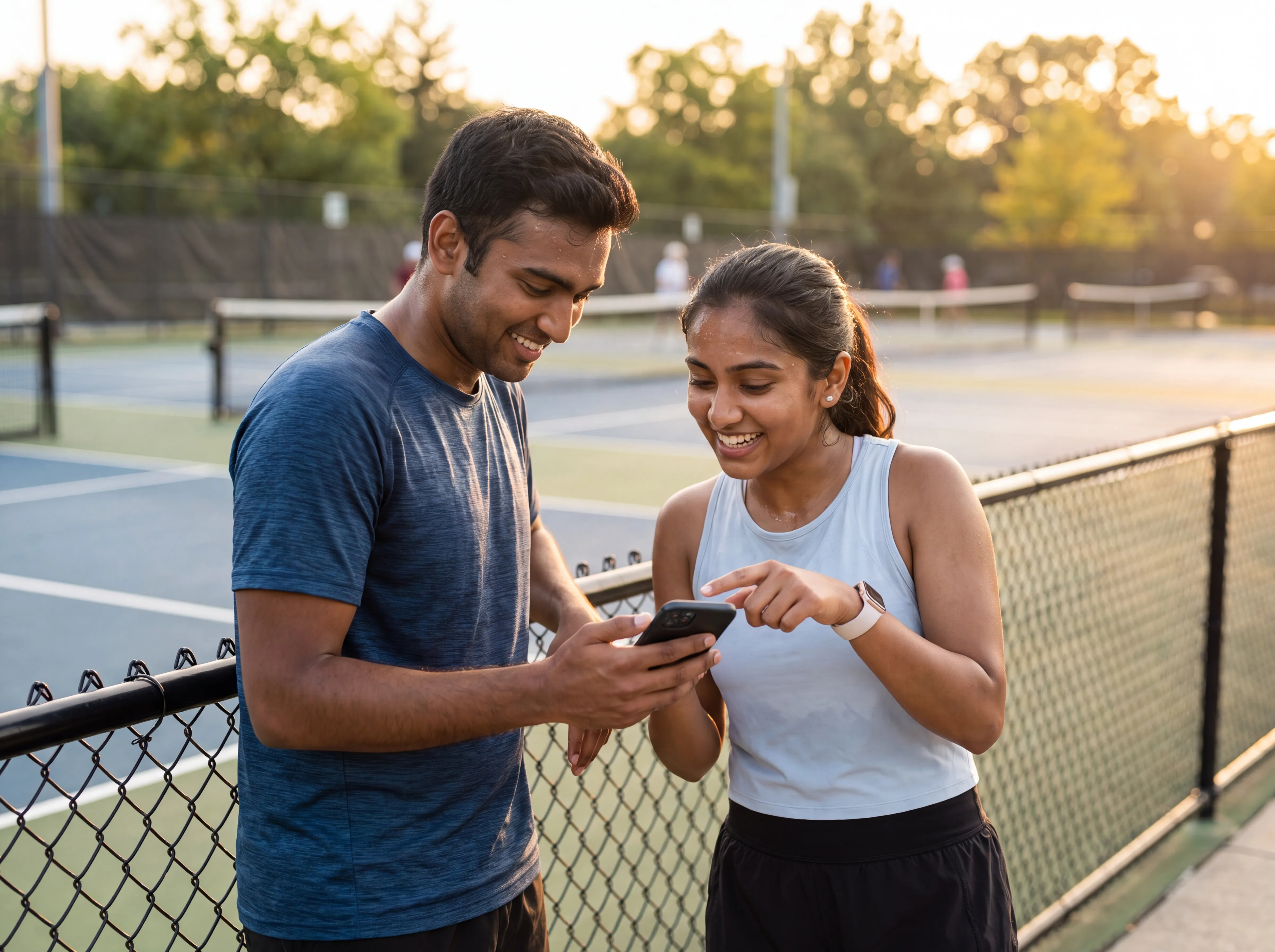 Players watching match replays together on phone