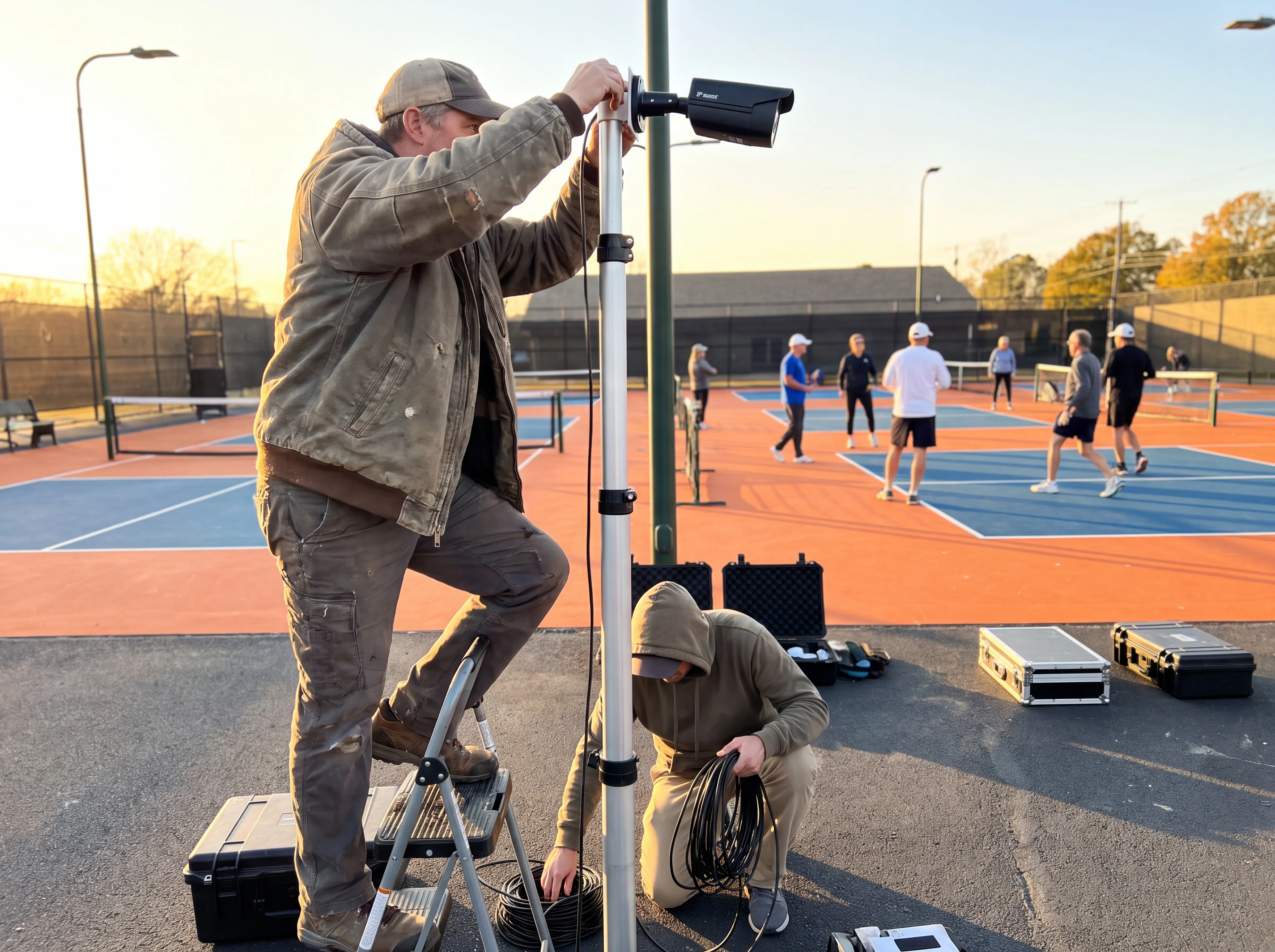 Our team setting up cameras at the venue